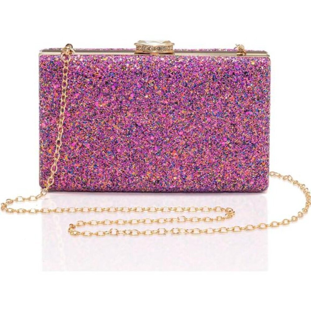 CARIEDO Sparkling Evening Clutch with Detachable Chain for Prom Wedding Party